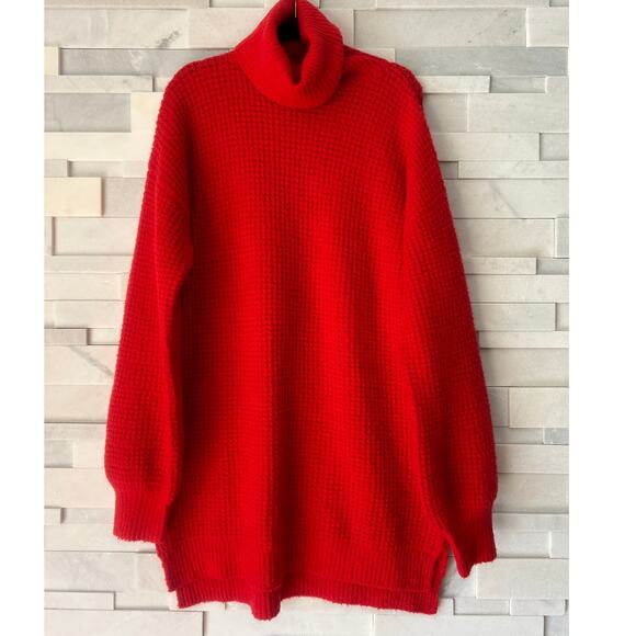 SHOW ME YOUR MUMU NWOT Chester Cowl Neck Slouchy Red  Sweater Dress Tunic XL - Picture 2 of 7